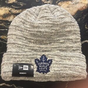 New Era Gray Knit Beanie with Toronto Maple Leafs Logo